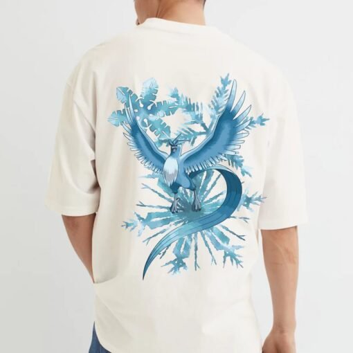Legendary Articuno Cream Oversized Baggy Unisex Multicolor Printed 3/4 Sleeve T-Shirt - Image 3