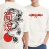 Men Oversized Dragon Printed White Color T-Shirts