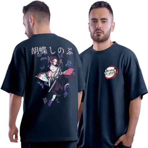 Japan Anime Demon Slayer Kocho Shinobu Shirt Shinobu Kocho Navy Unisex Oversized T-Shirt