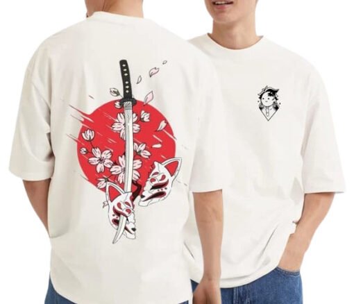 Anime Tshirts for Men and Women Oversized Fit Tanjiro’s Nichirin Blade Demon Slayer T Shirt Unisex Casual Wear Round Neck T-Shirt