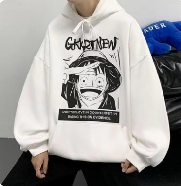 Anime Graphic Oversized Unisex White Hoodie