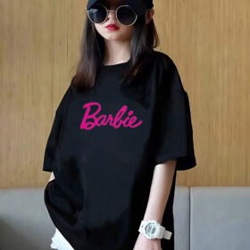 Girls Barbie Print Black T-Shirt