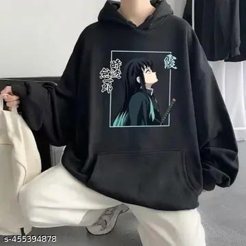 Muichiro Tokito Anime Black Oversized Women Hoodie