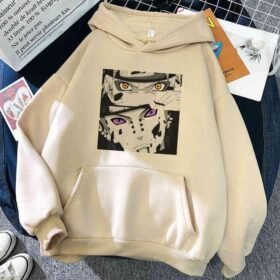 Naruto Pain Rinnegan & Sage Eyes Women's Beige Hoodie