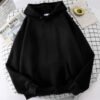 Women Solid Black Hoodie