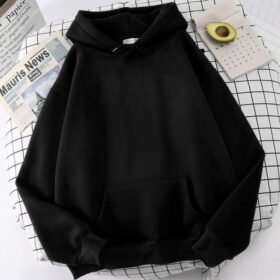 Women Solid Black Hoodie