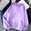 Women Solid Lavender Hoodie