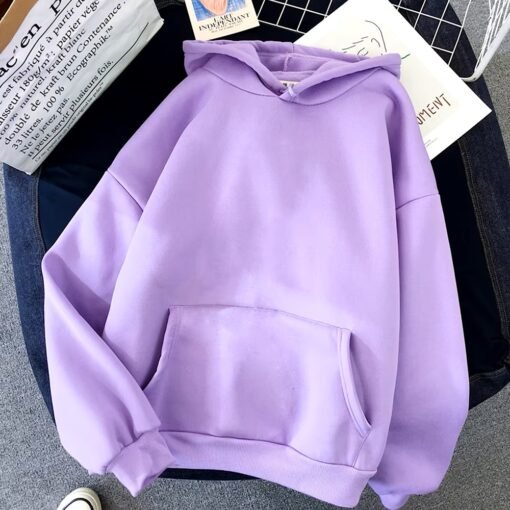 Women Solid Lavender Hoodie