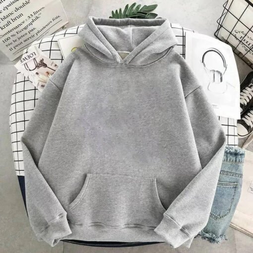 Women Solid Light Grey Hoodie