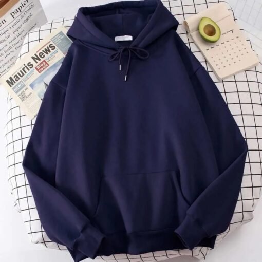 Women Solid Midnight Blue Hoodie