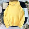 Women Solid Mustard yellow Hoodie