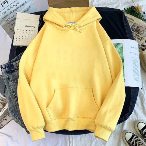 Women Solid Mustard yellow Hoodie