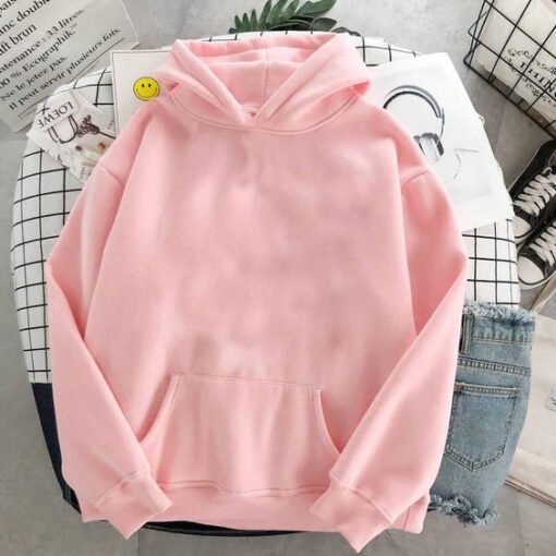Women Solid Pink Hoodie
