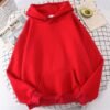Women Solid Red Hoodie