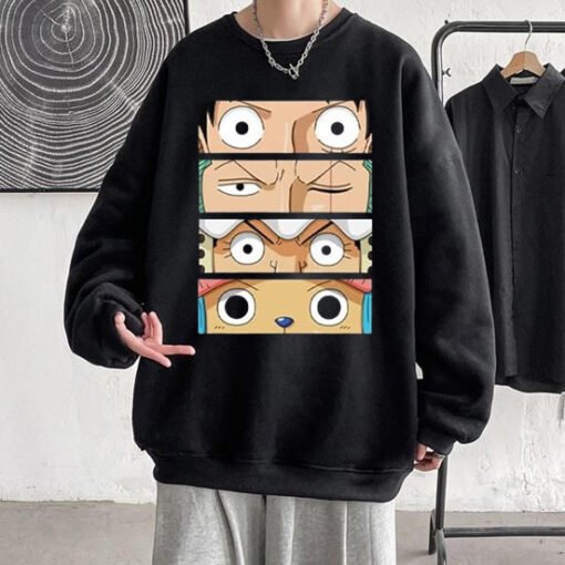 Luffy Zoro Usopp Chopper Anime Eyes Women Black Hoodie